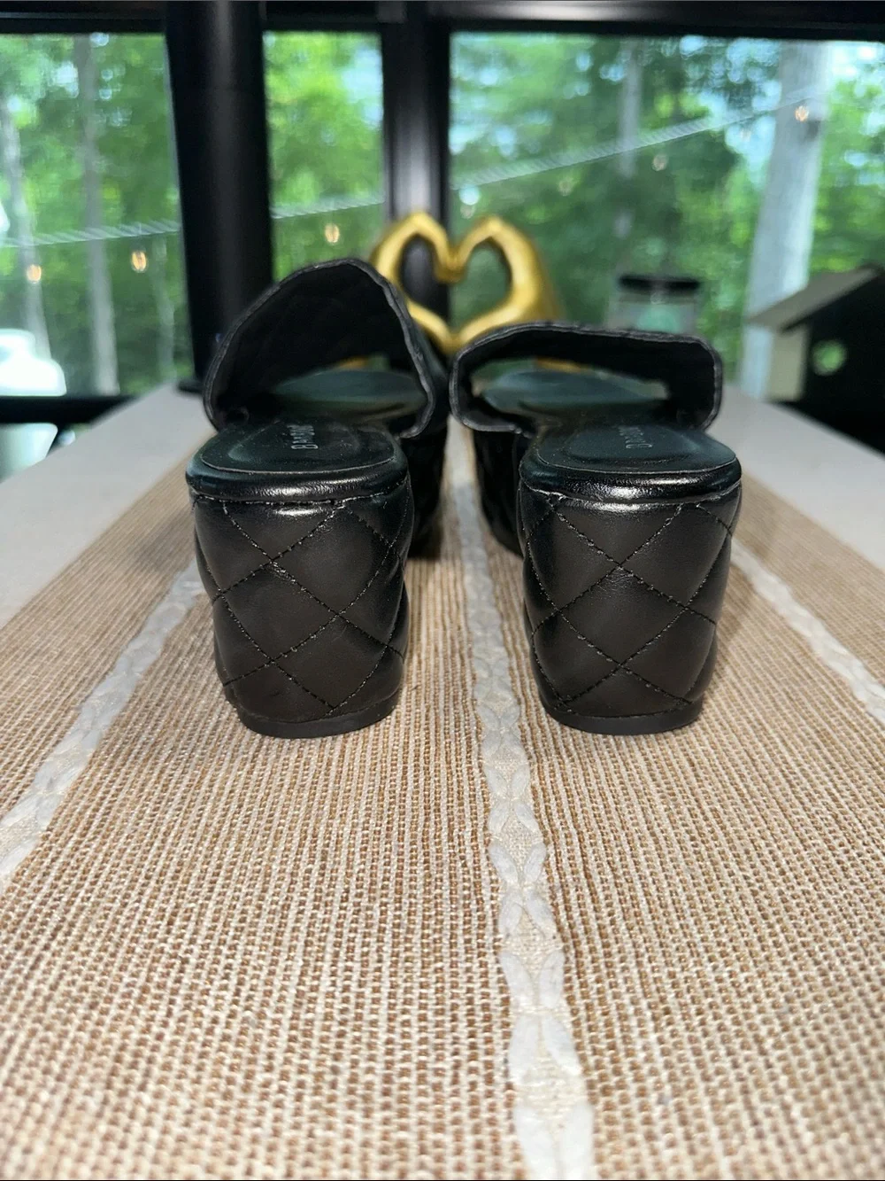 BAMBOO Black Quilted Slide Mules